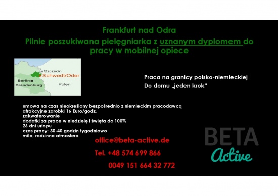 Pielęgniarka z uznanym dyplomem, Frankfurt nad Odrą